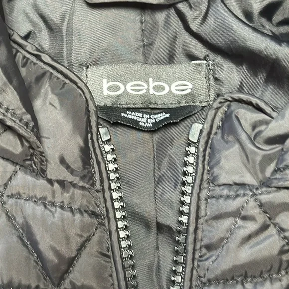 Bebe Quilted Full Zip Hooded Vest/Medium-Black - Picture 2 of 5
